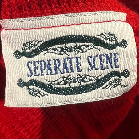 Vintage Separate Scene Red Knit Cardigan approx. M/L shoulder pads/cute buttons - Picture 10 of 10